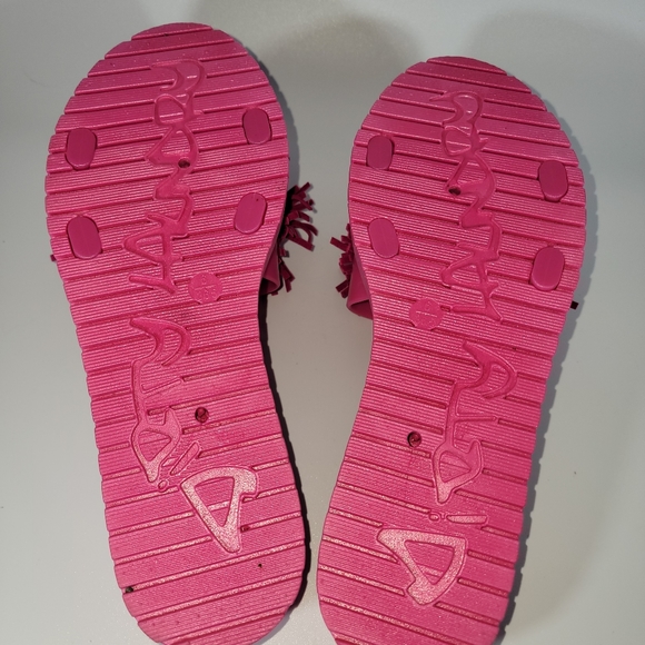 Dirty Laundry Fringe PomPom Slides Bright Pink Sandals Womens Shoes Size 6 36.5 - Picture 6 of 9